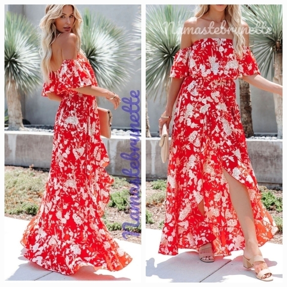 Floral High Low Off The Shoulder Maxi Dress - Picture 4 of 11